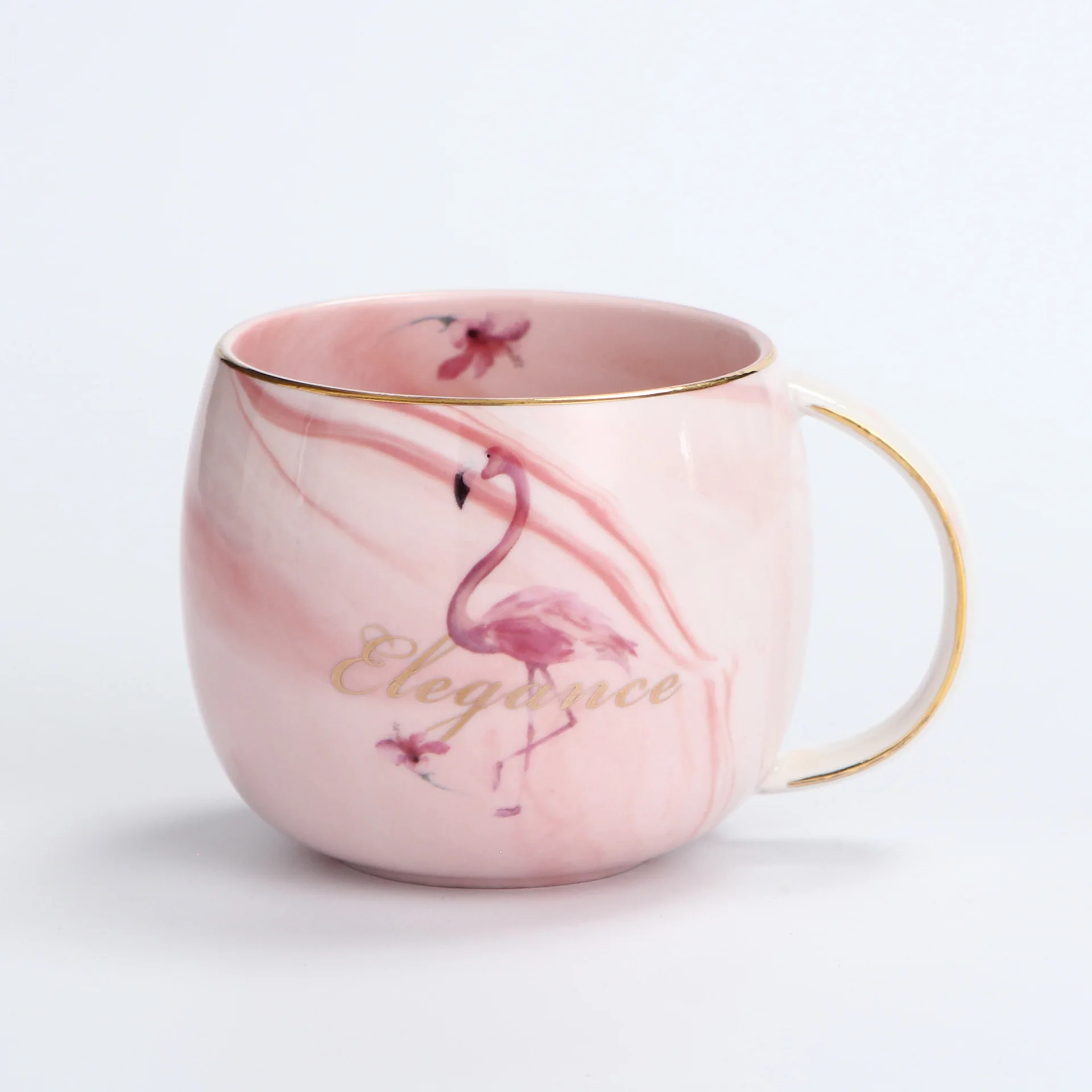 

Ceramic tummy mug marble couple flamingo mug