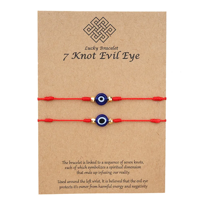 

Handmade Lucky Evil Blue Eye Charm Braided Red Black Rope 7 Knots Bracelet Lucky Jewelry Friendship Bracelets