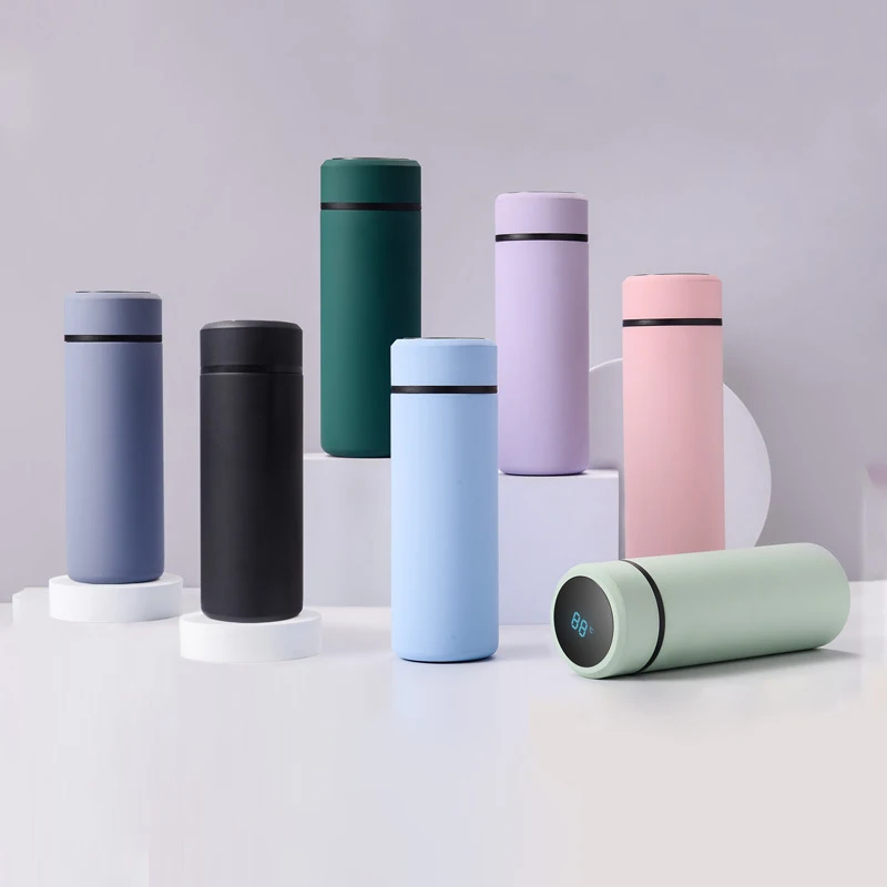 

12oz mug with LCD Touch Screen temperature smart water bottle stainless steel vacuum flask 2021