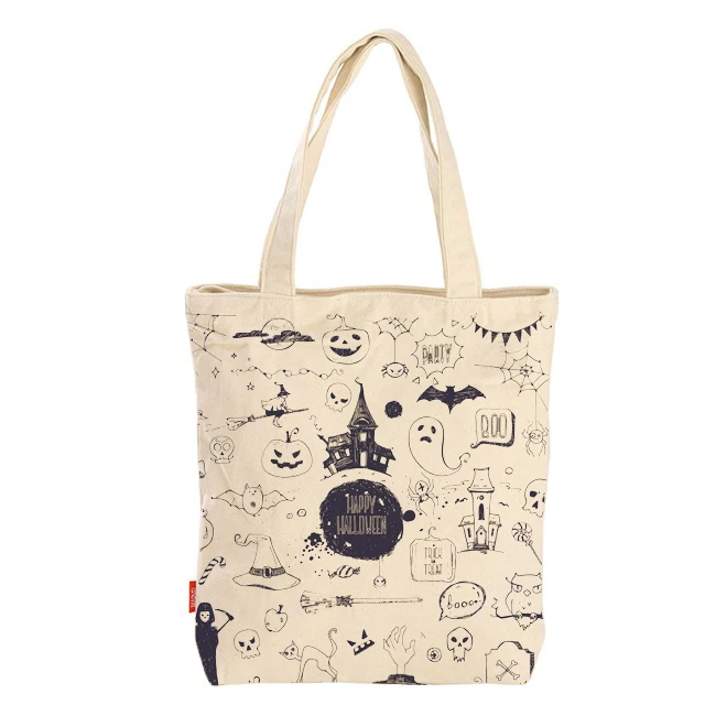 

2020 Wholesale organic cotton custom printed tote canvas bag, Beige,black