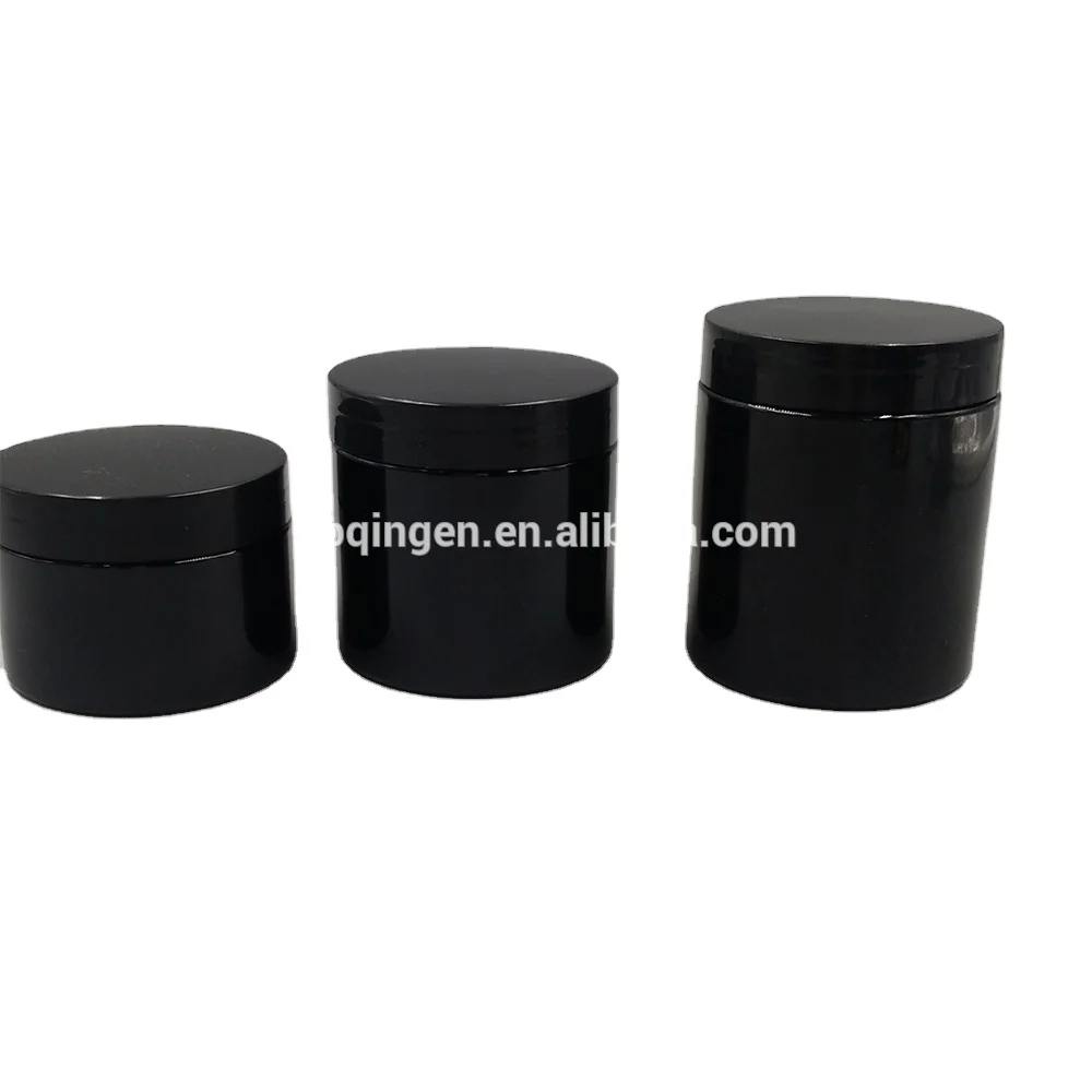 

150ml/200ml/250ml/500ml black Plastic pet Pot Jars Cosmetic Containers With Lids