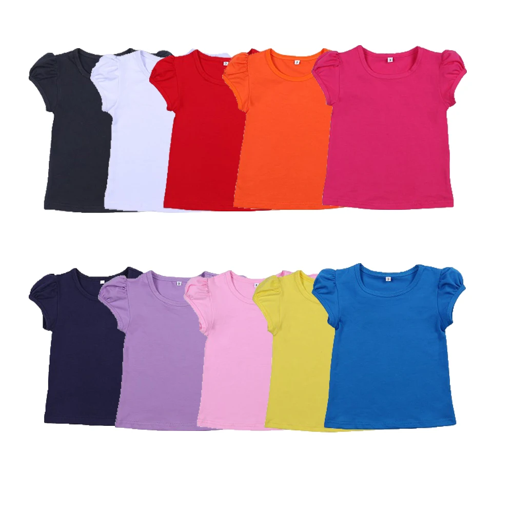 

wholesale cotton blanks summer short sleeve oversize baby girls t shirts, Pure color