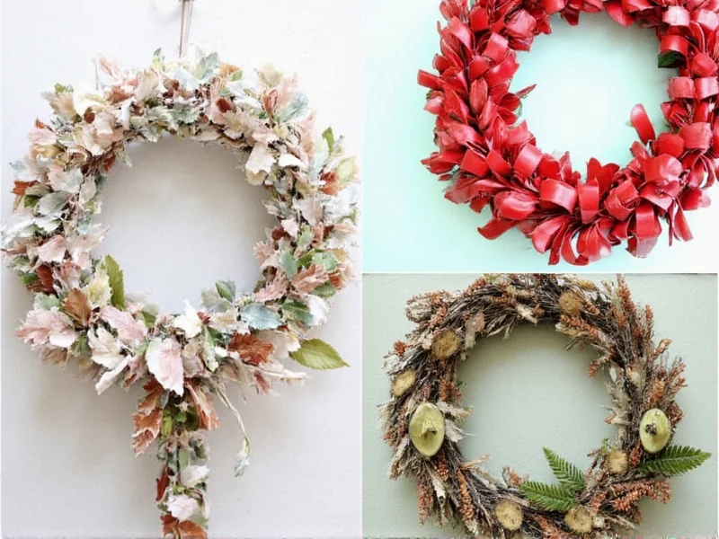 Three seasonal DIY wreaths made from recycled materials