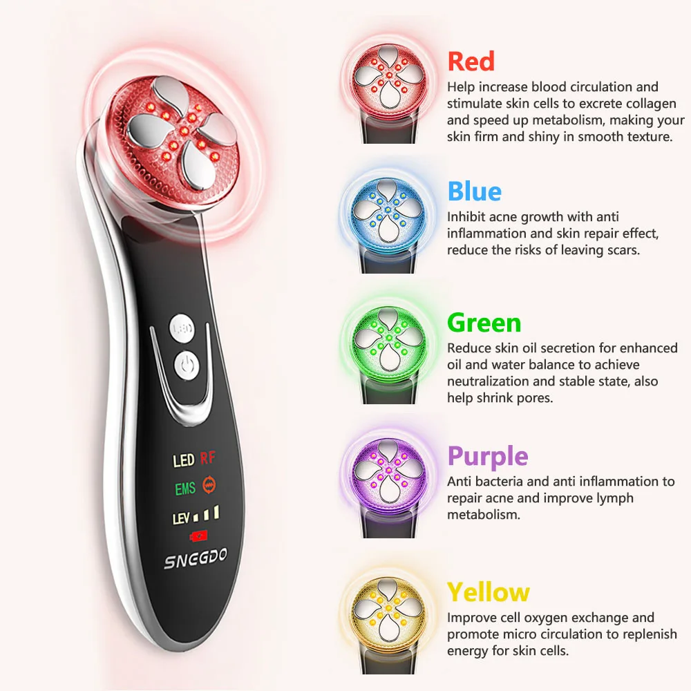 

2020 EMS Led Face Cellulite Hand Held Led Skin Tightening Wrinkle Removal Facial Rf Beauty Massager, White & black