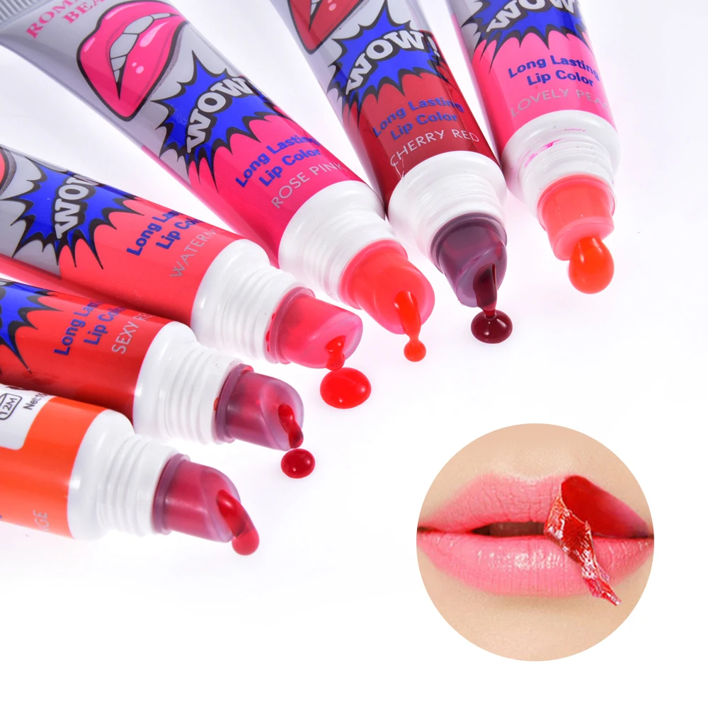 

M023 Wow 6 Colors Peel Off Liquid Lipstick Waterproof Long Lasting Lip Gloss Mask Moisturizer Makeup Tear Pull Lip Lint