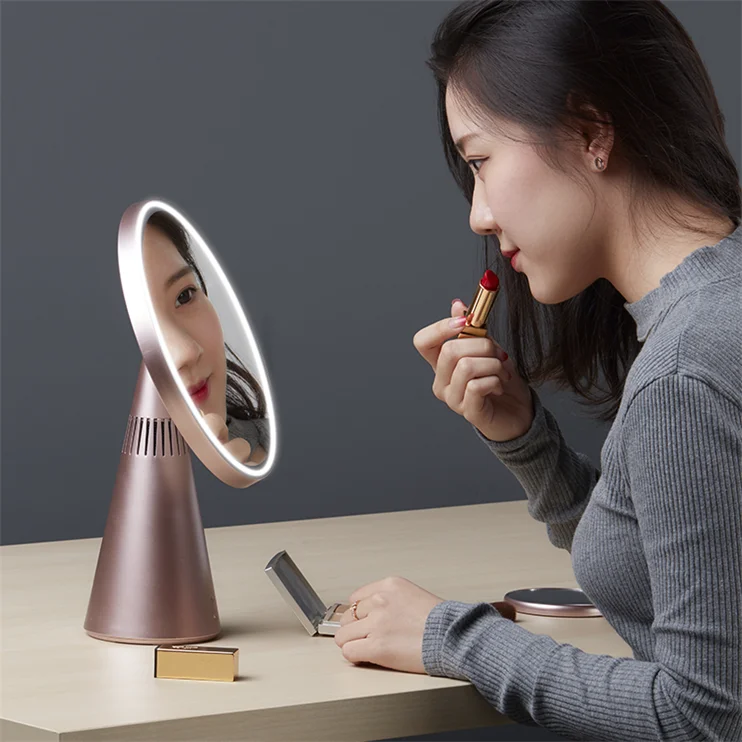 

Red Dot Design Award music player and lamp led makeup mirror with lights, White, pink, sliver, rose gold