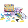 Amazon Hot sell Wooden Shapes Puzzle, Wooden Pattern Blocks Jigsaw Puzzle Sorting and Stacking Games Educational Toys
