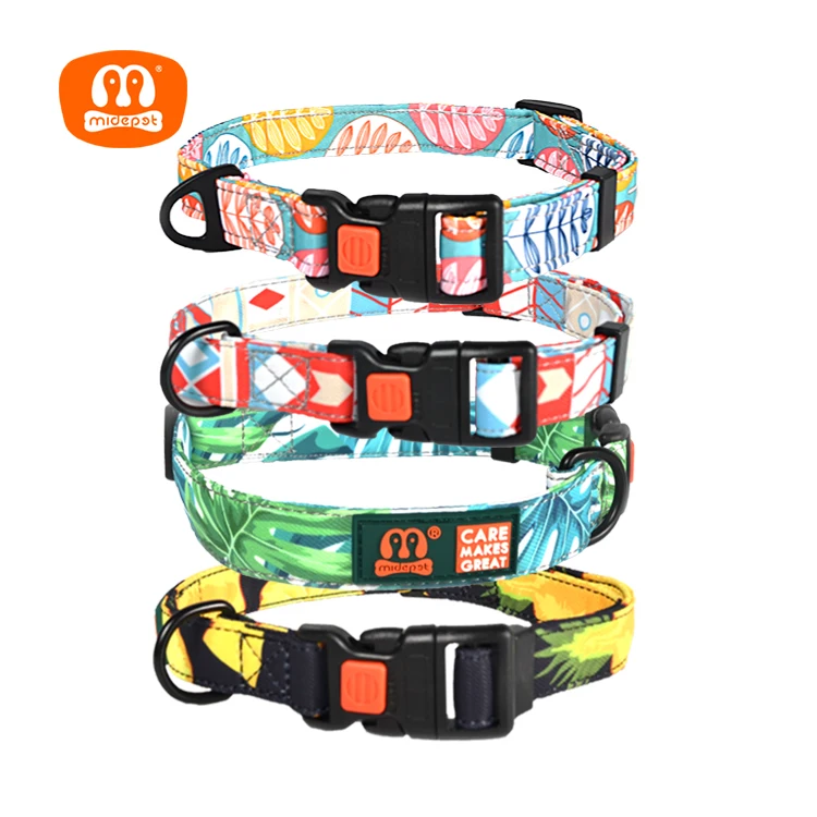 

Mideper luxury collar dog new designer cute dog collar padded adjustable waterproof printing dog collar, Customized color