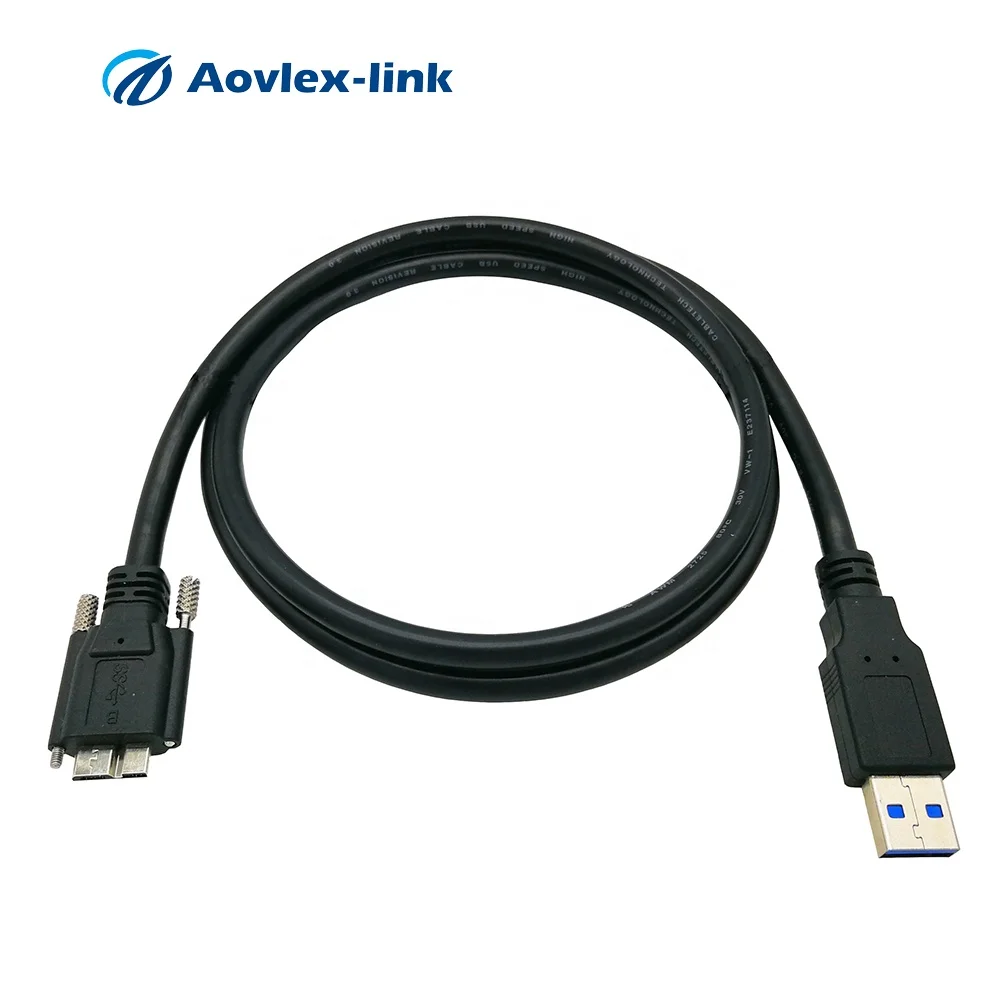 

USB3.0 Type A to Micro B male with double screw lock Industrial Camera USB3 vision cables machine vision cable, Black