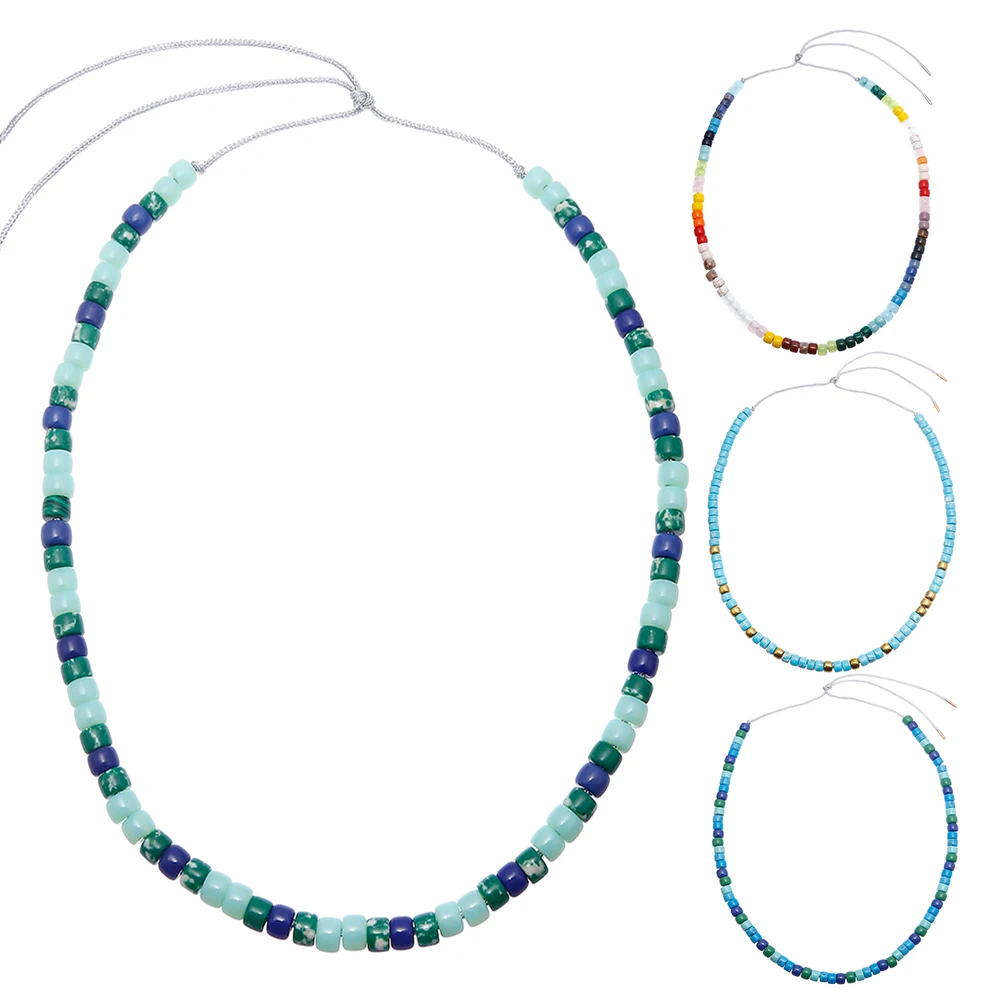 

Wholesale Fashion Forte Beads Jewelry Gift Handmade Adjustable Rope Chain Rainbow Beads Necklace, Rainbow color