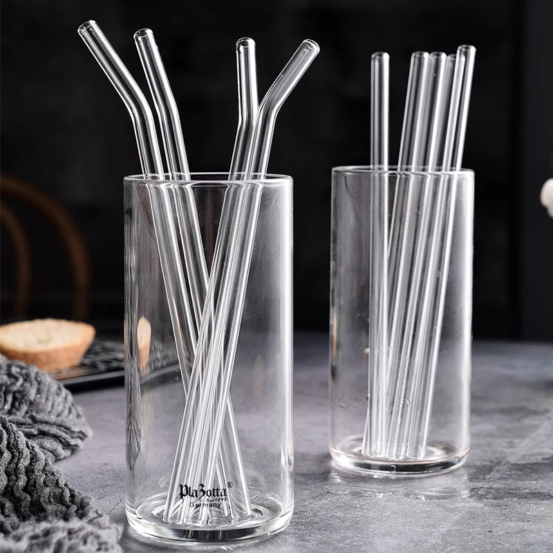 

recyclable reusable borosilicate glass custom Logo large jumbo straws, Transparent,blue,pink,black,white,purple or customized