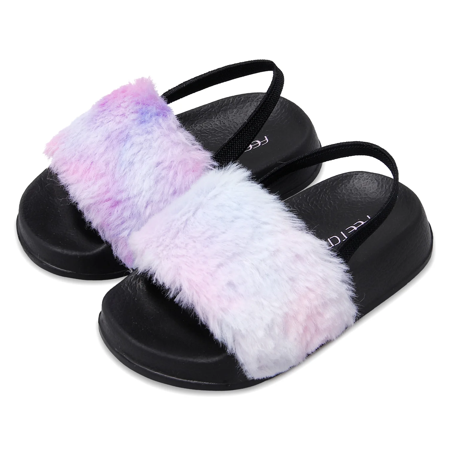 

2021 Ins Hot Sale Kids Fur Slide Furry Shoes Plush Fox And Raccoon Fur Children Slippers, As picture