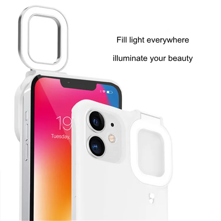 

Hot Selling Adjustable Three-color Light Led Case New Cell Phone Case for Apple for iPhone 11 12 13 ring light selfie phone case