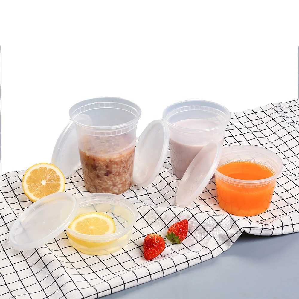 

Multi capacity leak proof pp plastic cup with pe lid transparent disposable take away soup or drinks cup