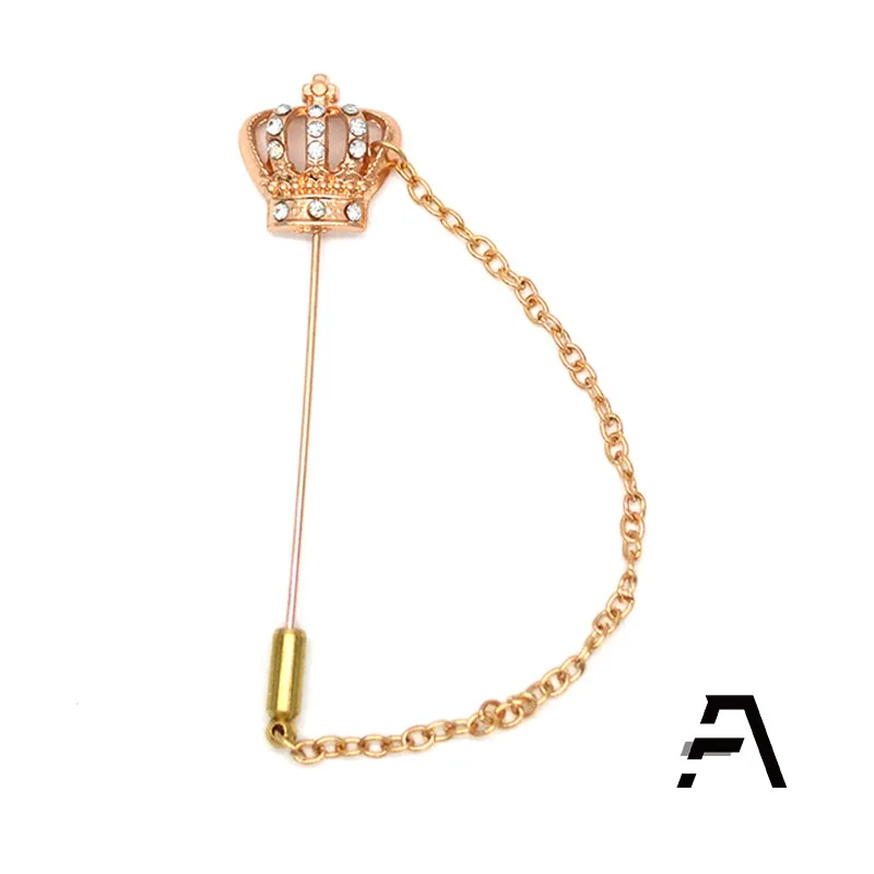 

Golden Mens Crown lapel pin brooch for Agbada, Gold