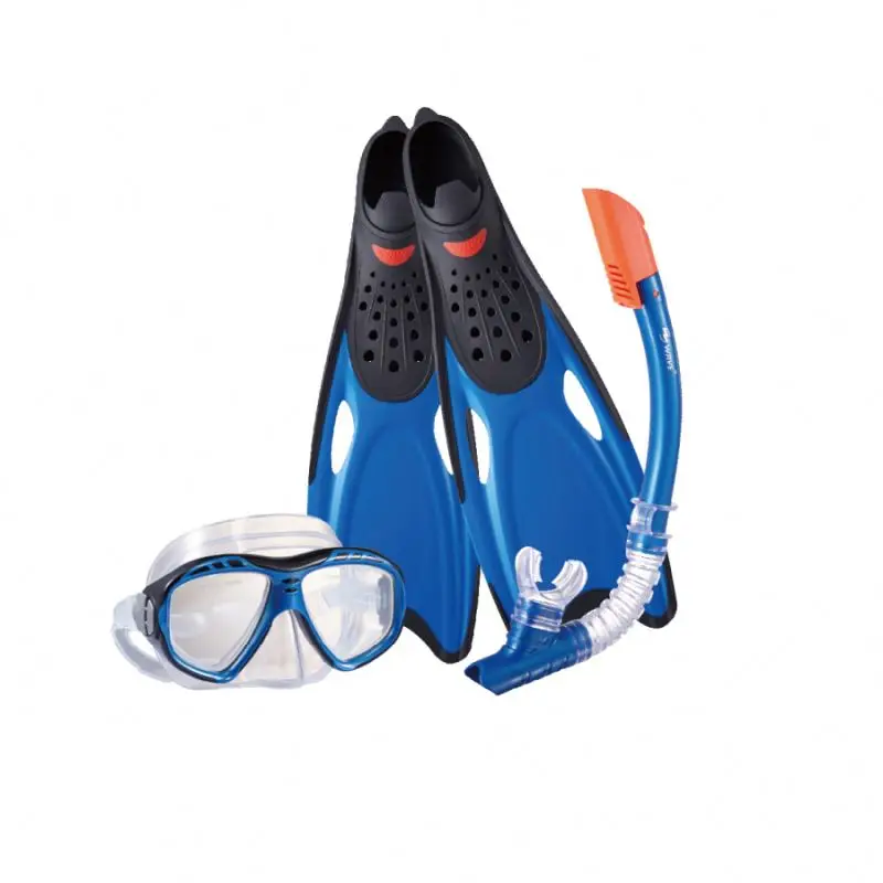 

New design arrival pc lens Diving Mask,easy breath Snorkel and high quality Fins set, Blue,green,yellow,pink,purple etc