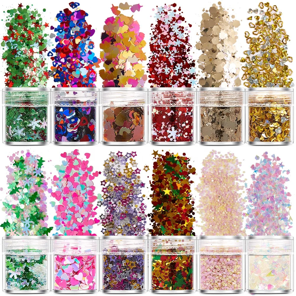 

Paso Sico Manicure Supplies Mixed Nail Shiny Glitter Christmas Tree Designs Heart Nail Art Sequins for Women