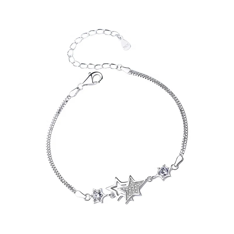 

Lead And Nickel Free Crystal Star Bracelet For Girl Fashion Bracelet 925 Silver, White