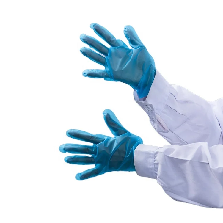 

Wholesale powder free examination 100 pcs per box blue TPE gloves disposable