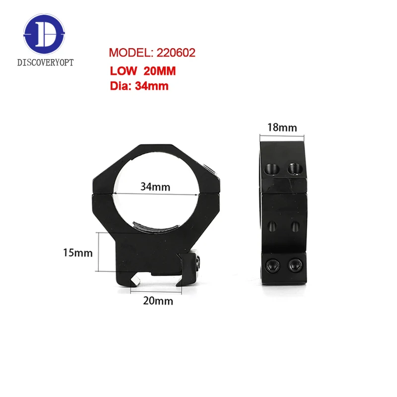 

DISCOVERY Tactical Scope 34MM Scope Mount Rings Low Profile Scope Bracket