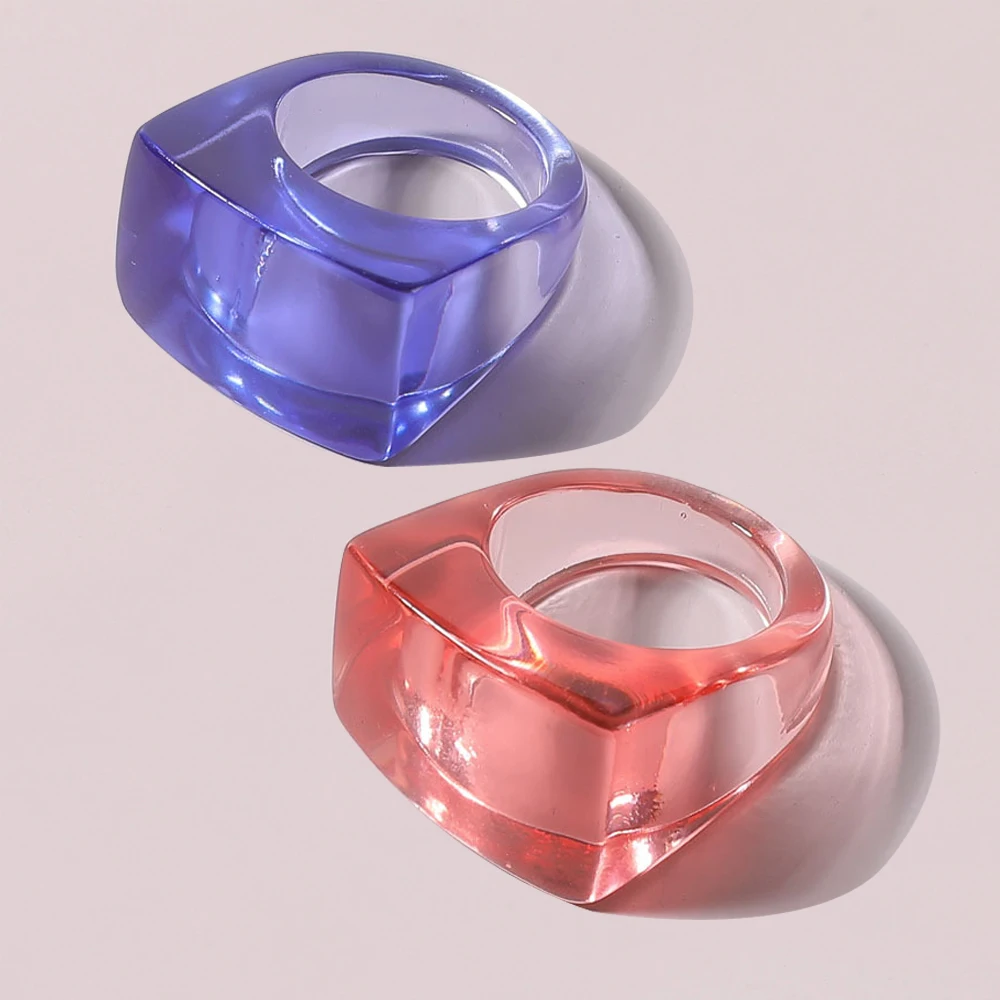 

Trending square resin rings anel rosa resina quality designer rings for woman, Optional as picture,or customized
