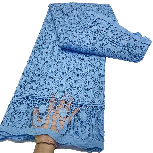 

sky blue African cord Lace Fabric beautiful Guipure Lace Fabric for Wedding Dress
