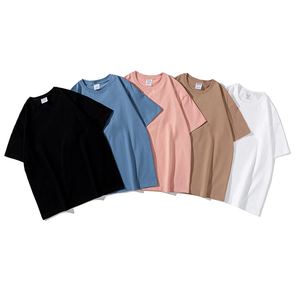 

240 Custom Logo and Printing Men's Summer Short Sleeve Cotton Plain T-Shirt Men Oversized Drop Shoulder Blank Tee Shirts Tops