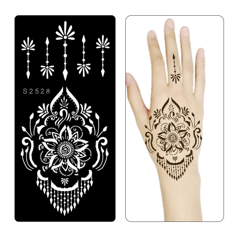 

Henna Tattoo Stencils Hand Custom Stickers Beautiful Design Tattoo Temporary Black Mehndi Indian Template Henna Sticker, Cmyk