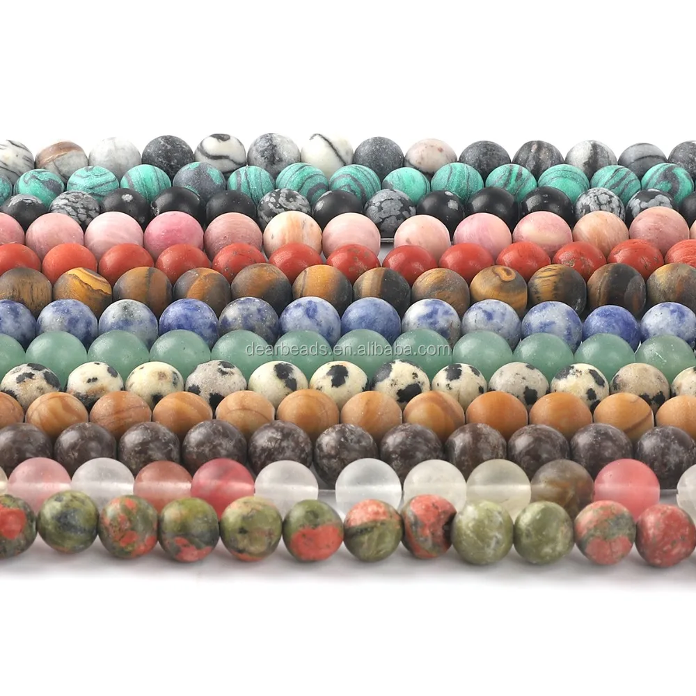 

Natural Agate Jasper Loose Stone Beads Frosted Matte Gemstone Beads for Jewelry Making 4mm 6mm 8mm 10mm 12mm