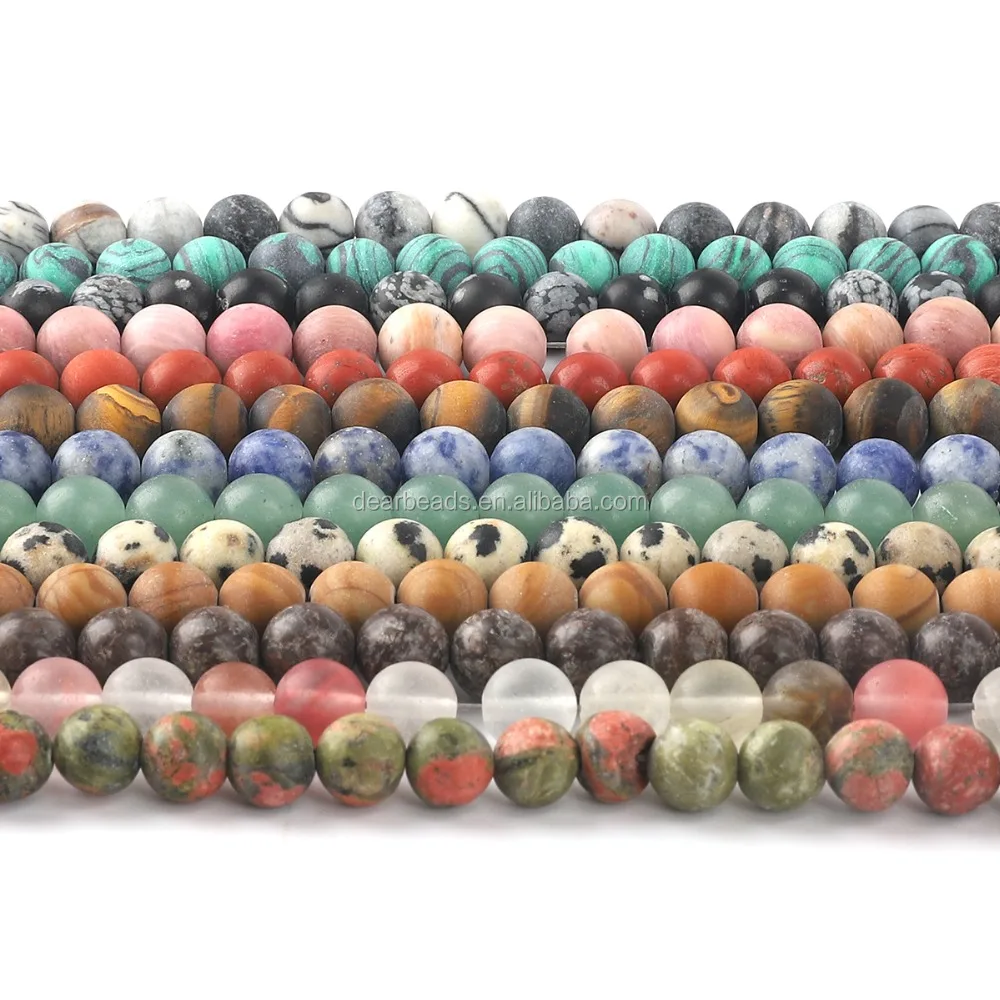 Natural Agate Jasper Loose Stone Beads Frosted Matte Gemstone Beads for Jewelry Making 4mm 6mm 8mm 10mm 12mm