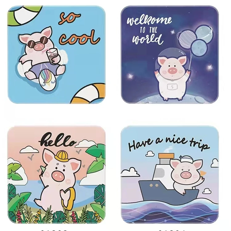 

Piggy Pig Cartoon Mission Ramadan Japanese Good Quality Circular Diomate Cup Mats Beer Custom Coasters For Drinks, Cmyk