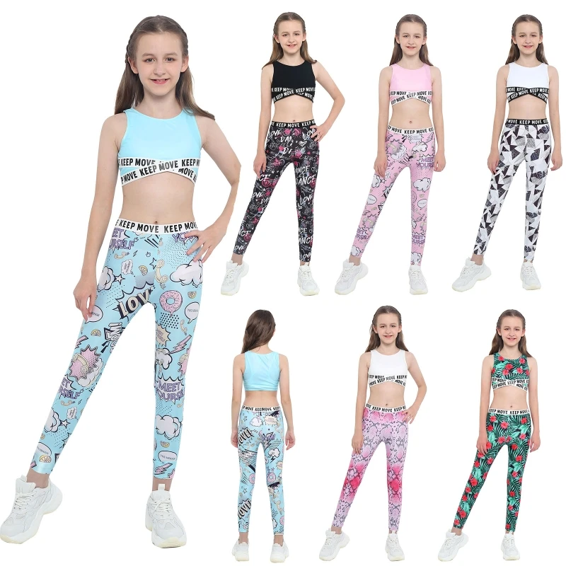 

Luxury Kids Girls Fitness Clothing Seamless Cropped Top Leggings Gym Sportswear Sport Workout Yoga Set