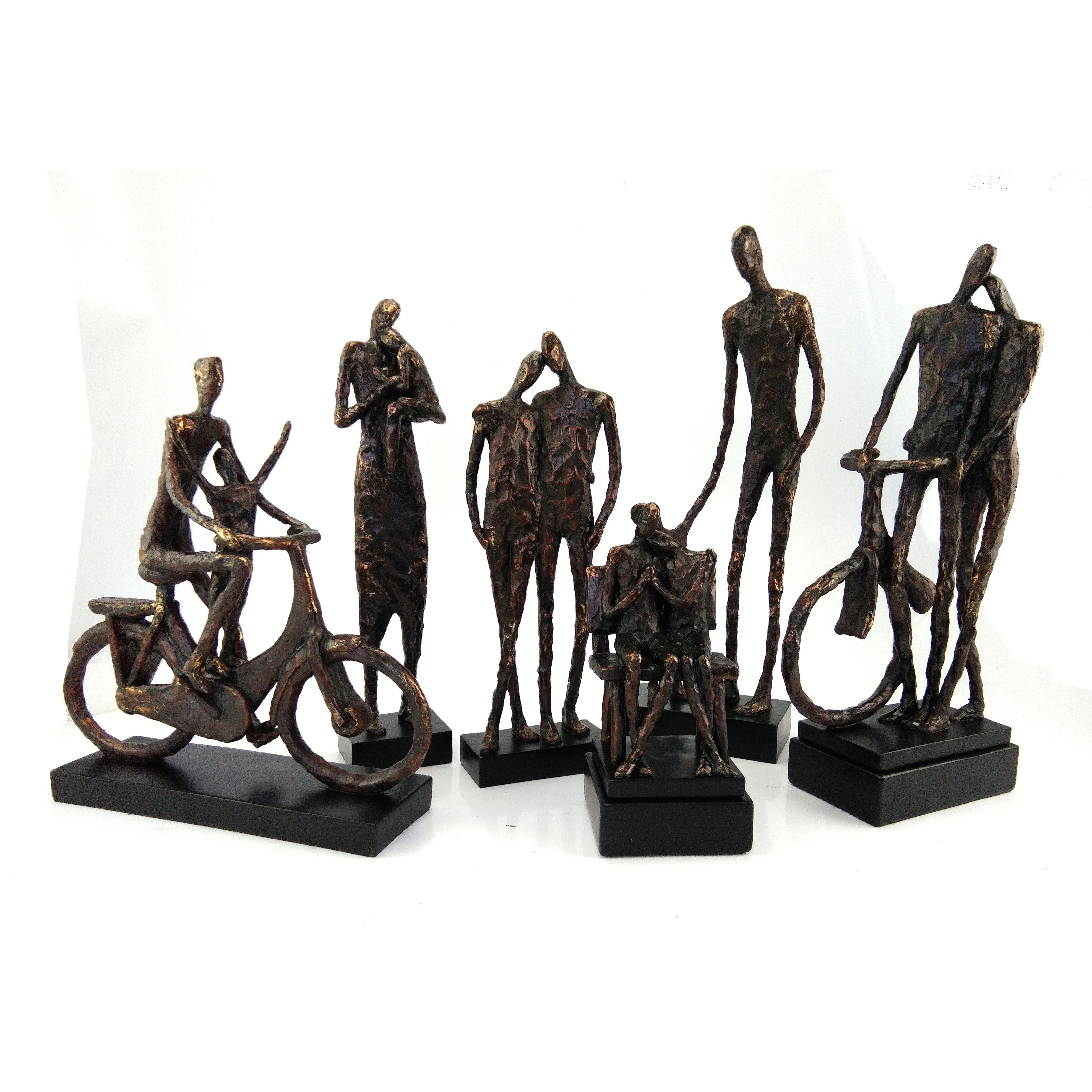 black abstract resin human family statue home decoration accessories details