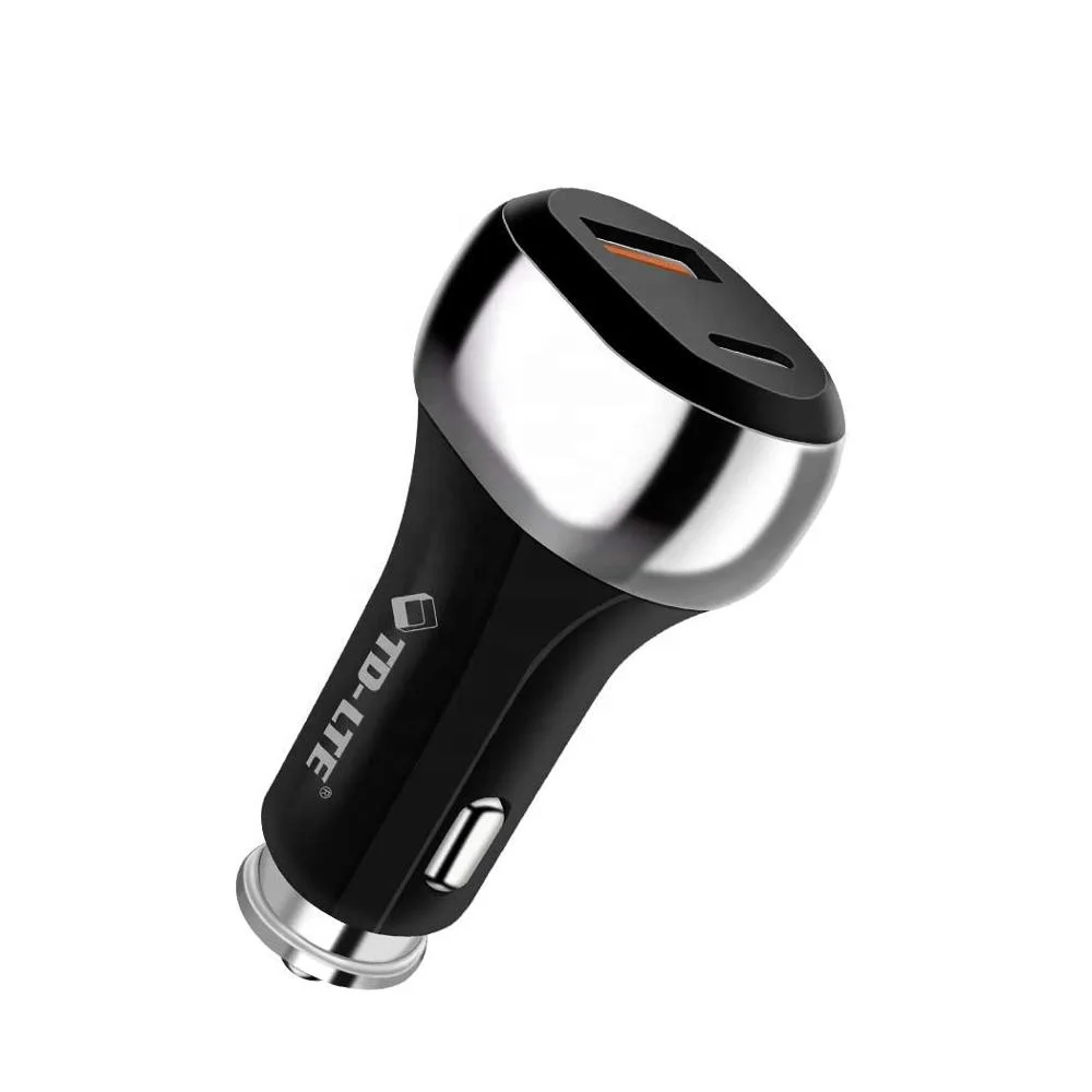 

New 2 in 1 PD type c qc3.0 usb 30W fast charging PD usb car Charger, White/black