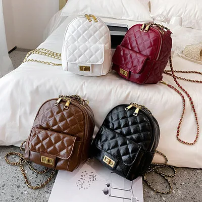 

2020 new trendy fashion chain shoulder bag suitable student backpack, 4colors