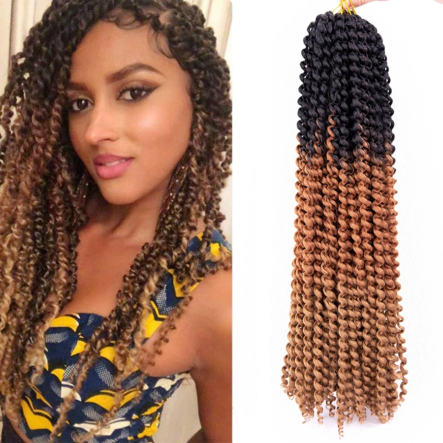

AliLeader Synthetic 32strands 22" Freetress Water Wave Crochet Braid Hair Pretwisted Passion Twist Hair, 2 tone color, 3 tone color