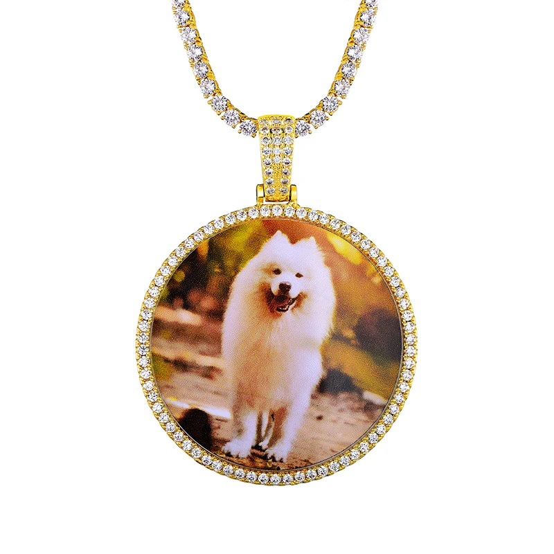 

Trend Custom Made Photo Round Necklace Hip Hop For Men Fashion Jewelry, 18k gold