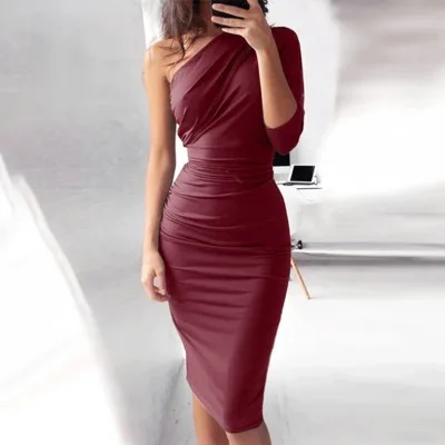 

Wholesale 2021 Summer New Listing One Shoulder Women Fashion Bodycon Dress Sexy Vestido Une robe