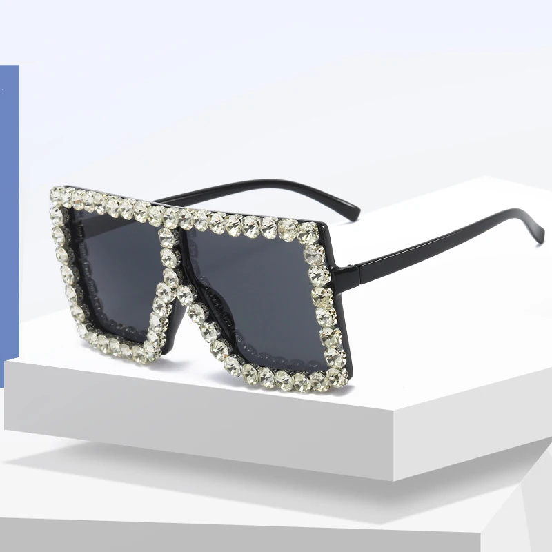 

Wholesale 2020 new summer big frame sunglasses fashion handmade diamond sunglasses female frame glasses, Picture