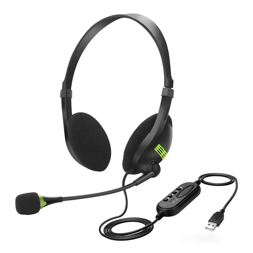 

USB Headset With Microphone Noise Cancelling Computer PC Headset Lightweight Wired Headphones For PC /Laptop/Mac/ School/Kids