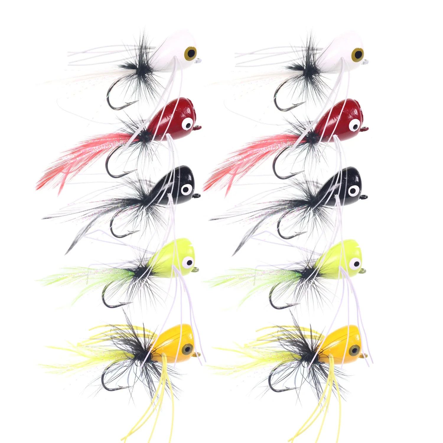 

Fly Fishing Popper Lure Popper Fishing Fly for Bass Bluegill Crappie Panfish Fishing Lure Bait, 5 color