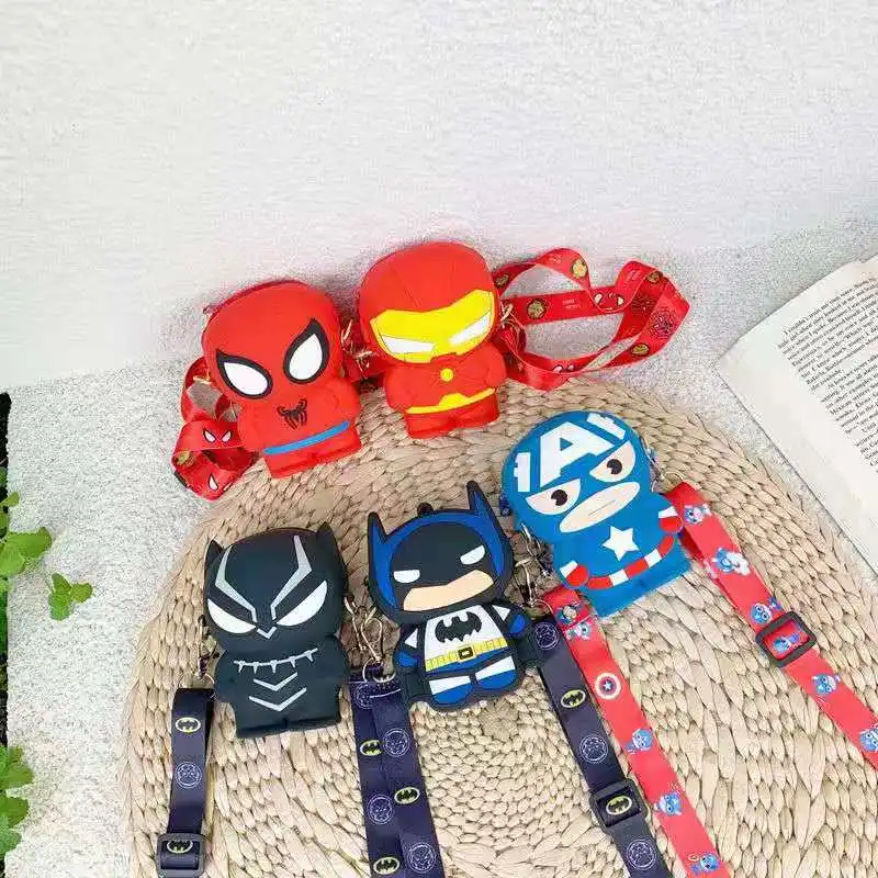 

super hero spiderman Captain America Panther crossbody shoulder bag cartoon heros marvel silicone coin purse