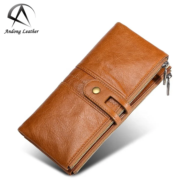 

Long Wallet Purse For Women Girls Genuine Cow Leather Fashion Clutch Bag Handbag Multifunction Anti-Rfid