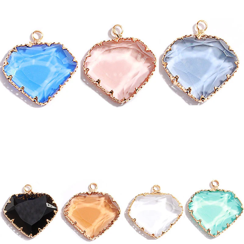 

Personalized geometric crystal glass heart pendant jewelry accessories earring bracelet DIY accessories (SZ046), As picture