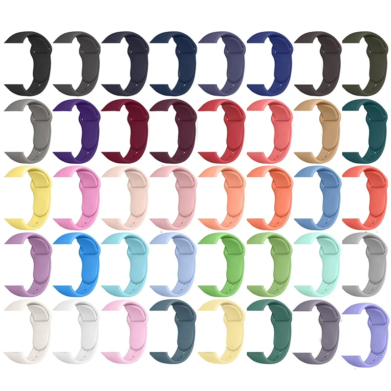

Designers silicone smart watch band Fashion 38 44 mm black band For apple watch strap packaging slap watch band, 48colors