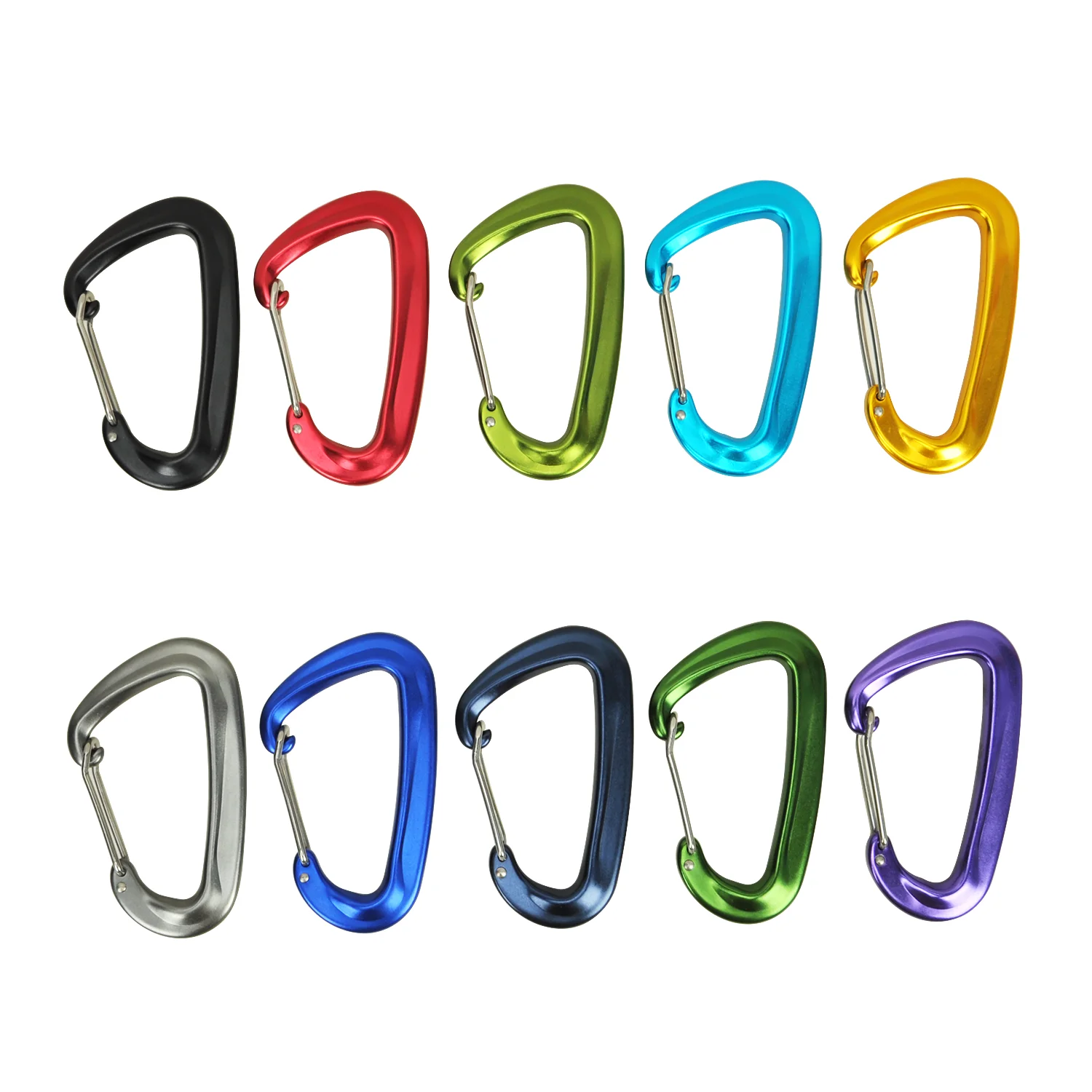 

7075 Custom Logo Wholesale D Shape Aluminium Wiregate Karabiner Clips Carabiner 12Kn, Customized color