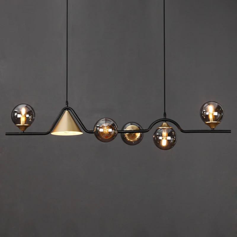 

Home decor glass ball pendant light restaurant hanging lamp black gold art modern luxury minimalist rectangle kitchen chandelier