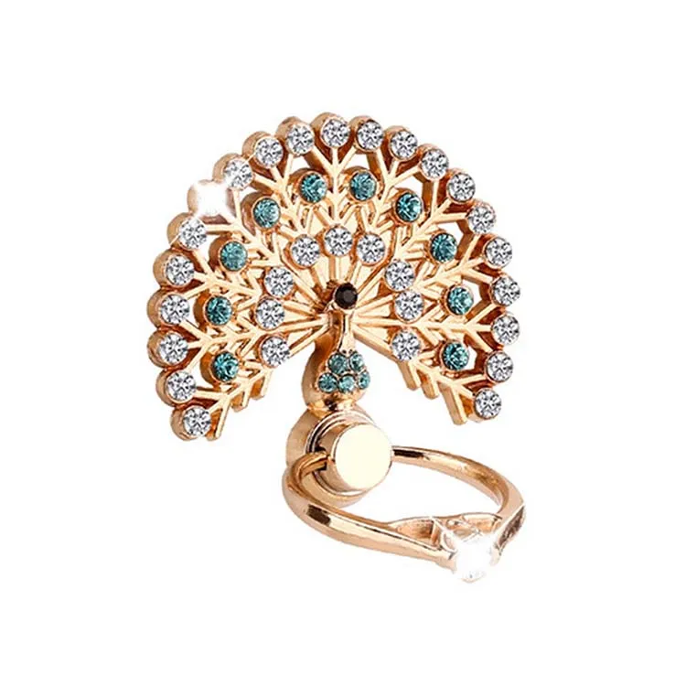 

Peacock Crown Diamond Finger Ring Holder Mobile Phone Kickstand Bling Bling Luxury Diamond Ring Holder Socket