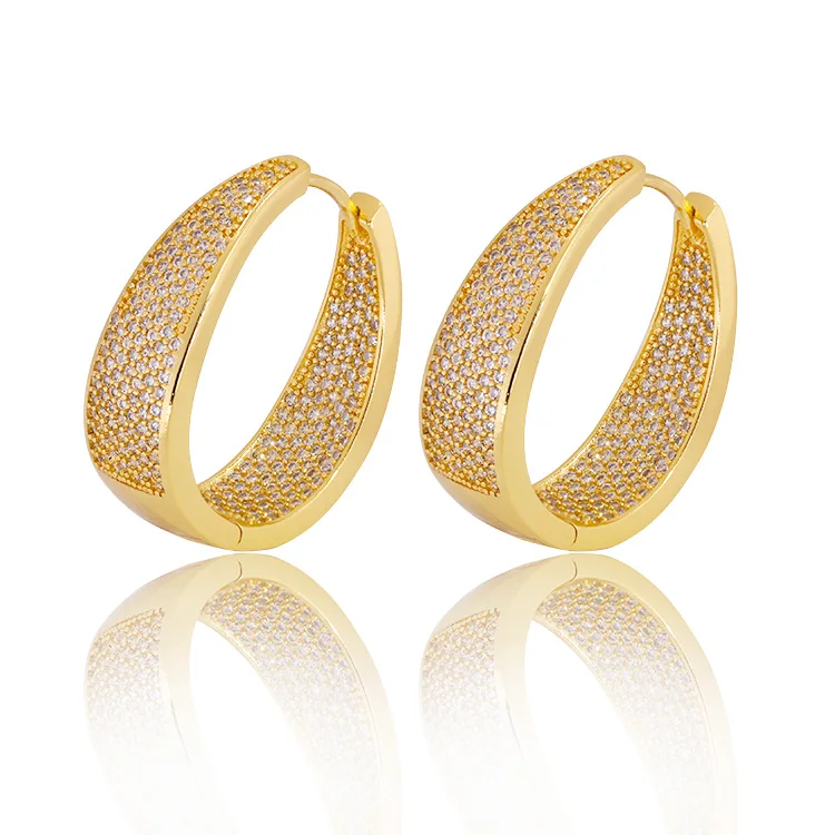 

New Fashion Jewelry Brass Large Trendy Gold Hoop Earrings for Women