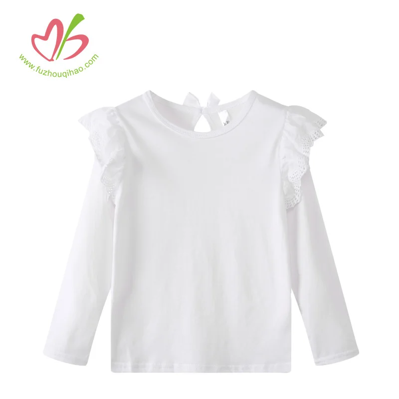 

Wholesale baby girls shirts long sleeve ruffle shirts infant, Can be customized